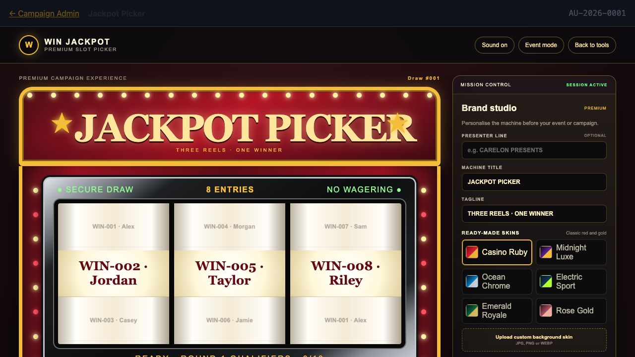 Jackpot Picker FREEmium Premium interface preview
